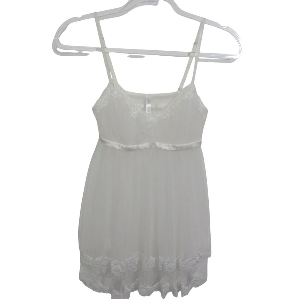 Victoria's Secret I Do Womens Sz S White Tulle Babydoll Layered Lace Trim Bridal